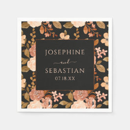 Guardanapo De Papel Casamento outono Floral Black Terracotta