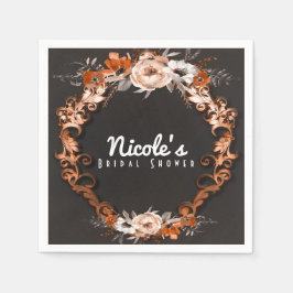 Guardanapo De Papel Casamento Outono Floral Laranja Florais Elegante