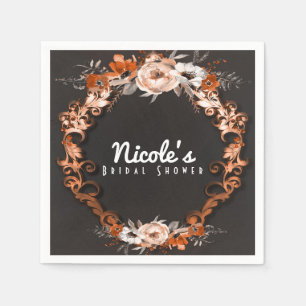 Guardanapo De Papel Casamento Outono Floral Laranja Florais Elegante