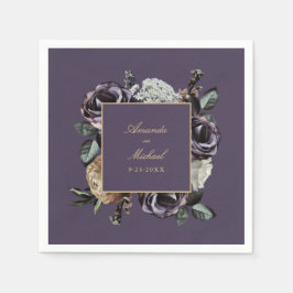 Guardanapo De Papel Casamento outono Floral Roxo Escuro Elegante