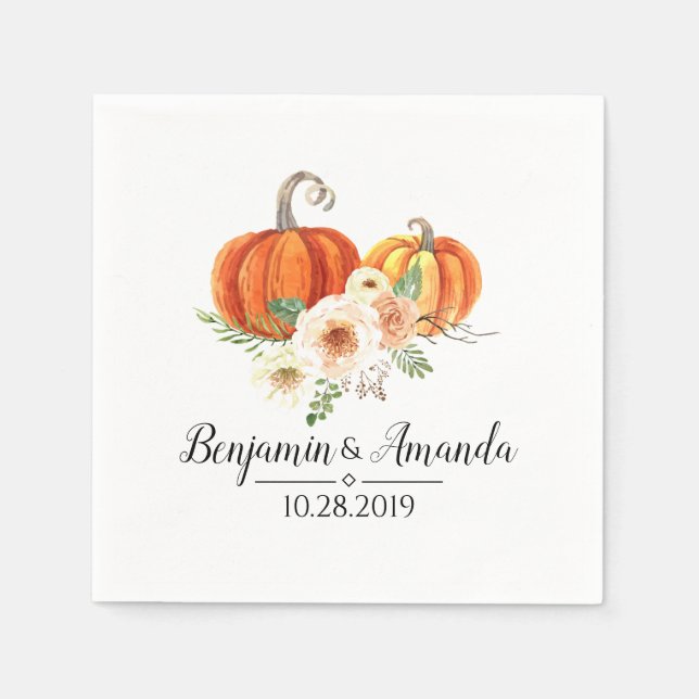 Guardanapo De Papel Casamento outono Rustica Pumpkins (Frente)