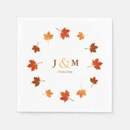 Guardanapo De Papel casamento outono rústico das folhas coloridas
