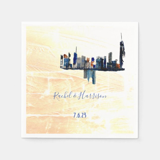 Guardanapo De Papel Casamento Paisagem Pintado em Londres (Frente)