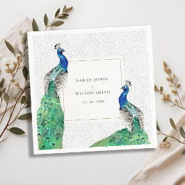 Guardanapo De Papel Casamento Peacock de Aquarela com Ornamentado Clás