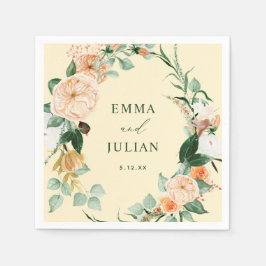 Guardanapo De Papel Casamento Personalizado Amarelo Boho Botânico Past