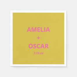 Guardanapo De Papel Casamento Personalizado Amarelo Chartreuse Rosa Mo