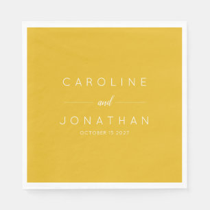 Guardanapo De Papel Casamento Personalizado Amarelo de Script Minimali