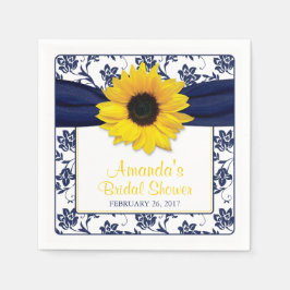 Guardanapo De Papel Casamento Personalizado Azul Marinho de Girassol A