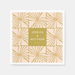 Guardanapo De Papel Casamento Personalizado Botânico Do Groovy Retro C