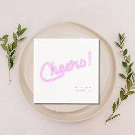 Guardanapo De Papel Casamento Personalizado Cheers Roxo Neon