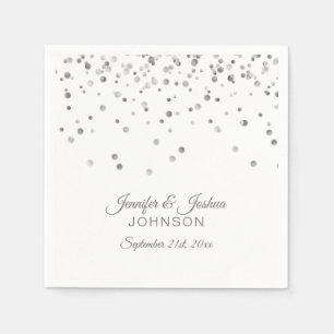 Guardanapo De Papel Casamento Personalizado Cinza Prata Classe Confete