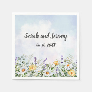 Guardanapo De Papel Casamento Personalizado com Aquarela de Flores Sil