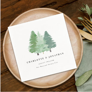 Guardanapo De Papel Casamento Personalizado com Aquarela na Floresta