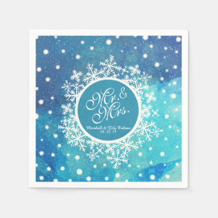 Guardanapo De Papel Casamento personalizado com flocos de neve de inve