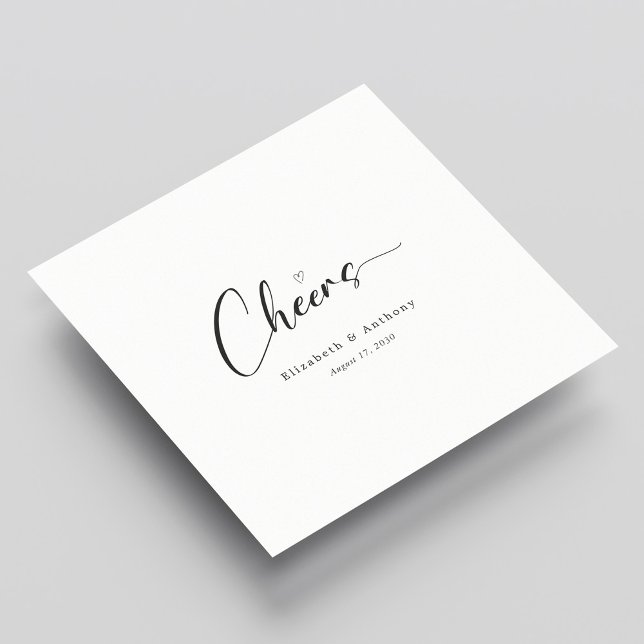 Guardanapo De Papel Casamento Personalizado Com Letras De Mão Elegante (Elegant Hand-Lettering Cheers Personalized Wedding Napkins)