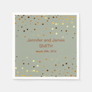 Guardanapo De Papel Casamento Personalizado Confetti Roca Dourada Lite