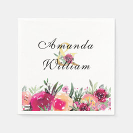 Guardanapo De Papel Casamento Personalizado Cor Floral Cor-de-Rosa