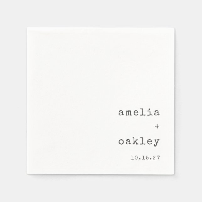 Guardanapo De Papel Casamento Personalizado da Máquina de Letras Minim (Frente)