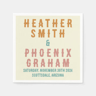 Guardanapo De Papel Casamento Personalizado Da Tipografia Negra