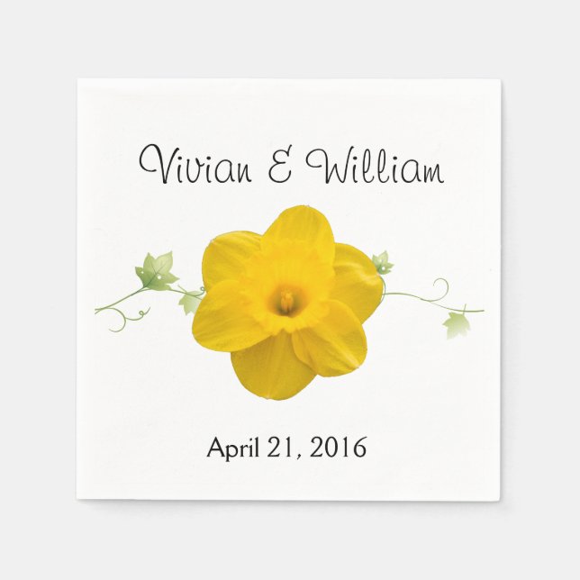 Guardanapo De Papel Casamento Personalizado Daffodil Napkin (Frente)
