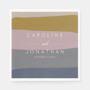 Guardanapo De Papel Casamento Personalizado de Bloco de Cor Azul e Mau