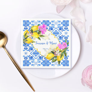 Guardanapo De Papel Casamento personalizado de Bougainvillea azulejos