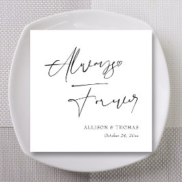 Guardanapo De Papel Casamento Personalizado de Caligrafia Branca e Pre