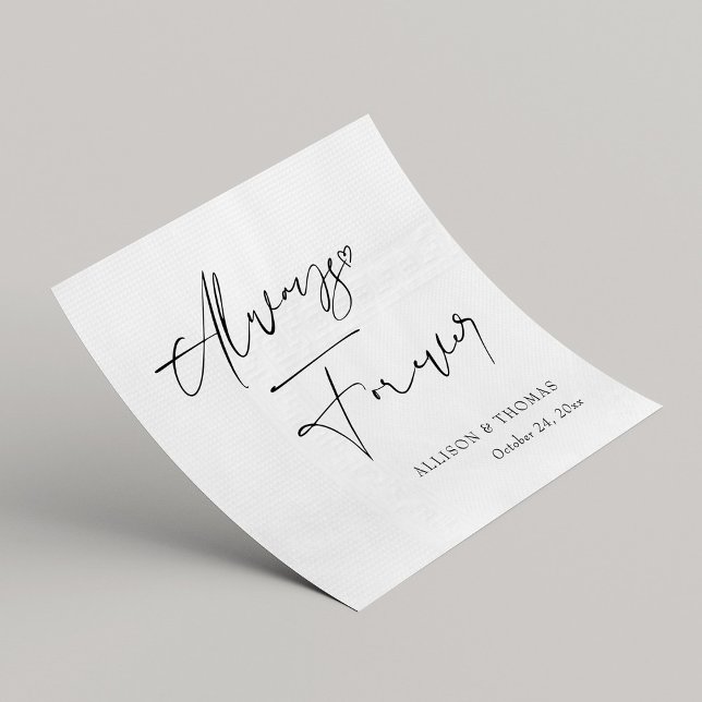 Guardanapo De Papel Casamento Personalizado de Caligrafia Branca e Pre (Personalized Black and White Calligraphy Wedding Napkins)