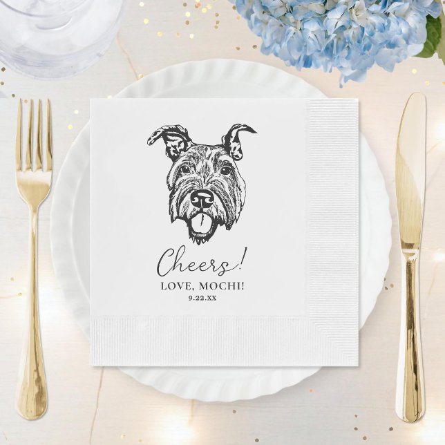 Guardanapo De Papel Casamento Personalizado de Cão Mínimo Negro e Bran (Criador carregado)