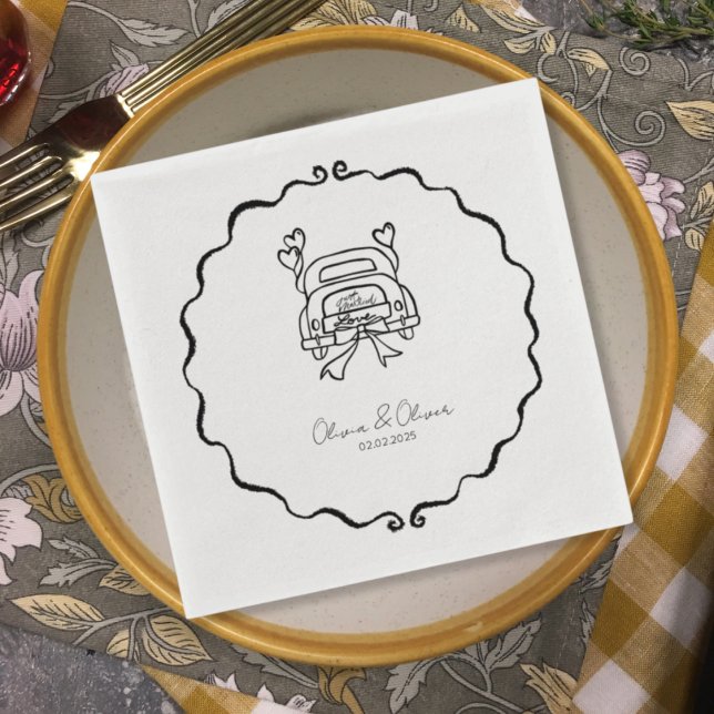 Guardanapo De Papel Casamento personalizado de carro de recem casados  (Criador carregado)