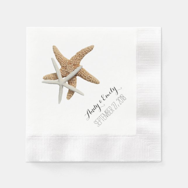 Guardanapo De Papel Casamento Personalizado de Casal de Starfish Natur (Frente)