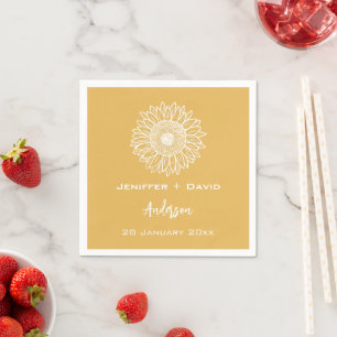 Guardanapo De Papel Casamento Personalizado de Desenho de Girassol Ama