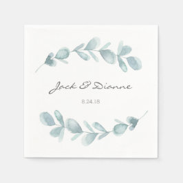 Guardanapo De Papel Casamento Personalizado de Eucalyptus Azul Napkin