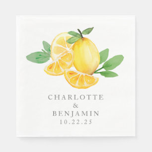 Guardanapo De Papel Casamento Personalizado de Fruta de Limão de Aqua