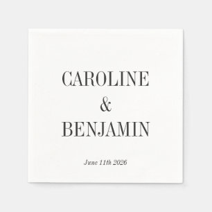 Guardanapo De Papel Casamento Personalizado de Fundo Branco Elegante S