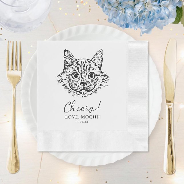 Guardanapo De Papel Casamento Personalizado de Gato Negro e Branco (Criador carregado)