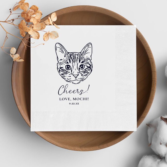 Guardanapo De Papel Casamento Personalizado de Gato Negro e Branco (Criador carregado)