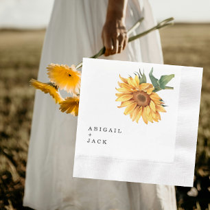 Guardanapo De Papel Casamento Personalizado De Girassol Cunhado