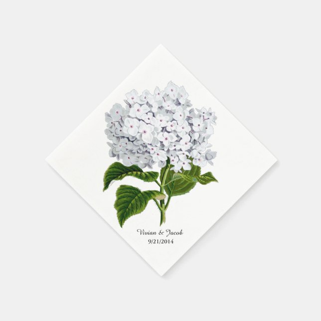 Guardanapo De Papel Casamento Personalizado de Hydrangea Branco Napkin (Canto)