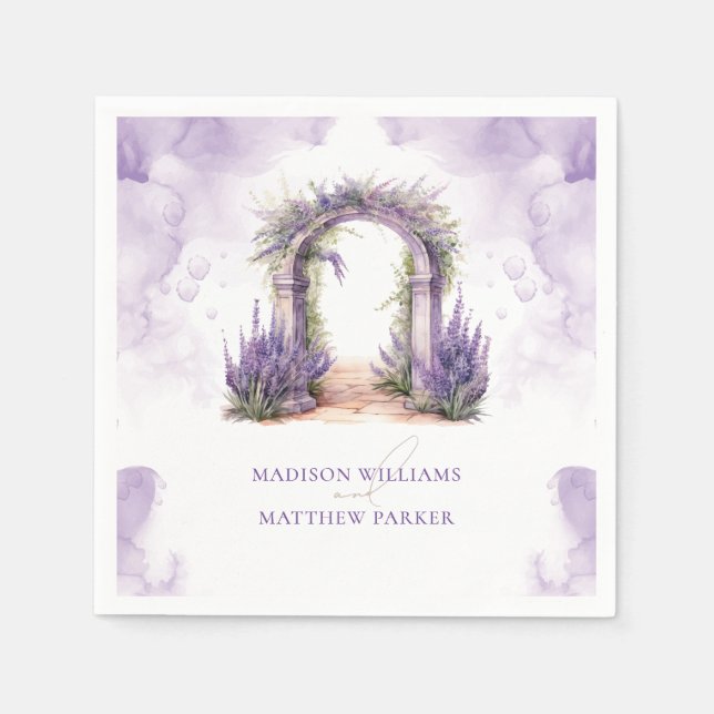 Guardanapo De Papel Casamento Personalizado de Jardim de Lavandas (Frente)
