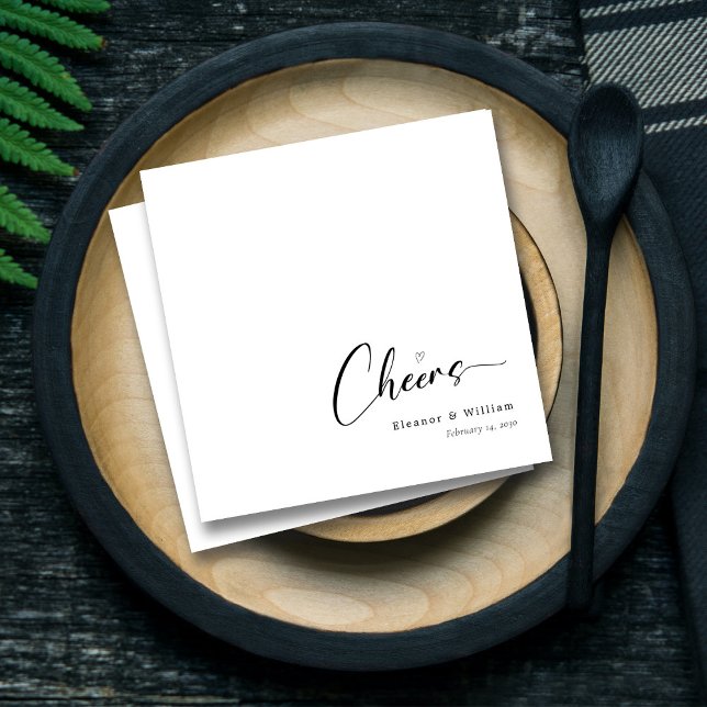 Guardanapo De Papel Casamento Personalizado de Letras Mão (Personalized Elegant Cheers Hand-Lettering Wedding Napkins)