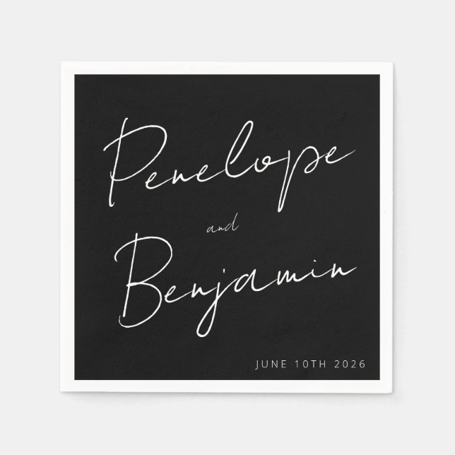 Guardanapo De Papel Casamento Personalizado de Manuscrito Moderno Pret (Frente)