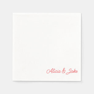Guardanapo De Papel Casamento Personalizado de Nomes de Script Vermelh