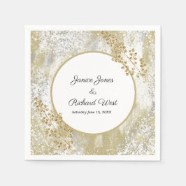 Guardanapo De Papel Casamento Personalizado de Quadro Dourado do Elega