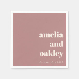 Guardanapo De Papel Casamento Personalizado De Rosa De Dusty Minimalis