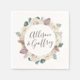 Guardanapo De Papel Casamento Personalizado de Rosas e Orquídeas de Aq