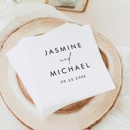 Guardanapo De Papel Casamento Personalizado de Script Preto Moderno