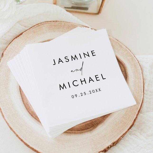 Guardanapo De Papel Casamento Personalizado de Script Preto Moderno (Criador carregado)