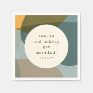 Guardanapo De Papel Casamento Personalizado de Teal de Abstrato modern