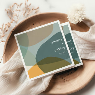 Guardanapo De Papel Casamento Personalizado de Teal Verde da Abstrato 